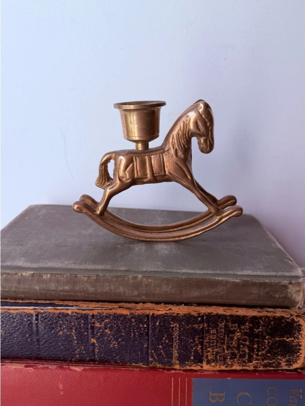 Brass Rocking Horse Candle Holder - Vintage Style